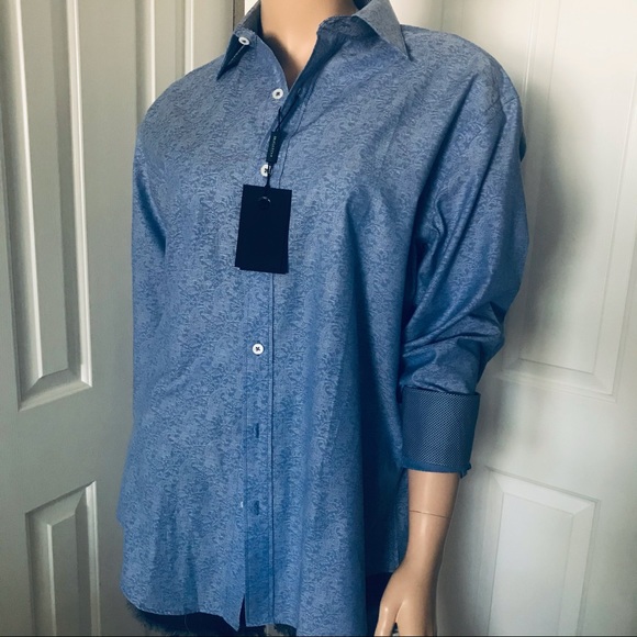 New Bugatchi Floral Tech Long-Sleeve Sport Shirt - Picture 9 of 17